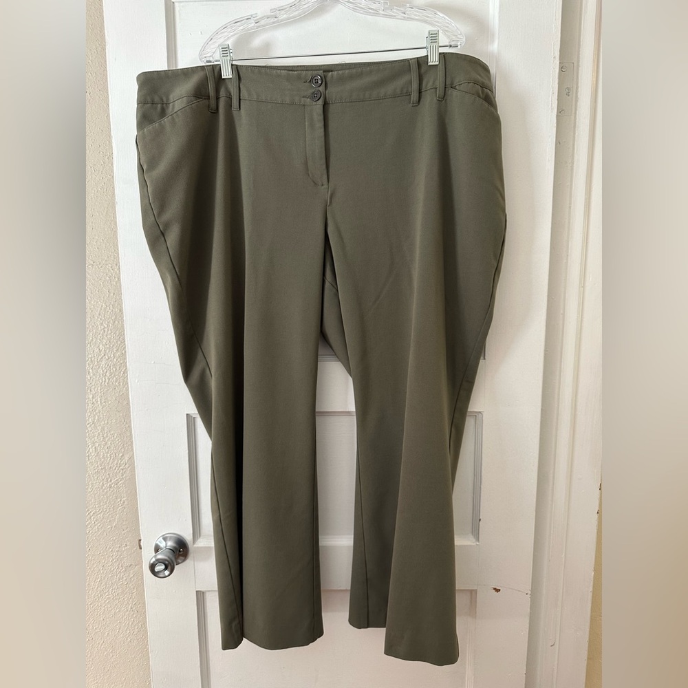 Lane Bryant Dress Pants Trousers - olive green, size 24 petite